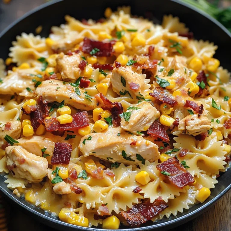 Creamy Chicken and Corn Pasta with Turkey Bacon