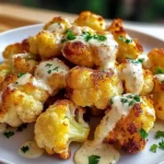 Crispy Baked Cauliflower Bites with Garlic Sauce
