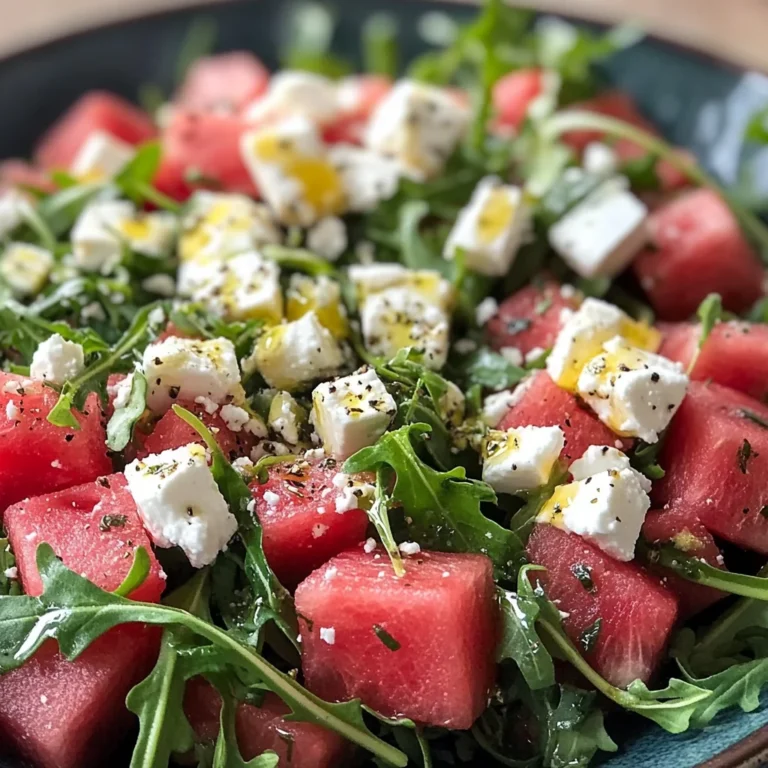 Watermelon Salad with Arugula, Feta, & Fresh Herbs