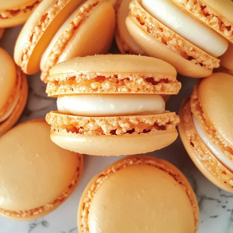 Peach Macarons with Fresh Peaches and Cream