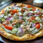 pizza topped with tzatziki sauce