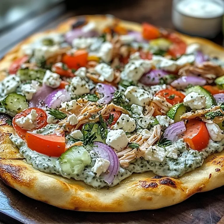 pizza topped with tzatziki sauce